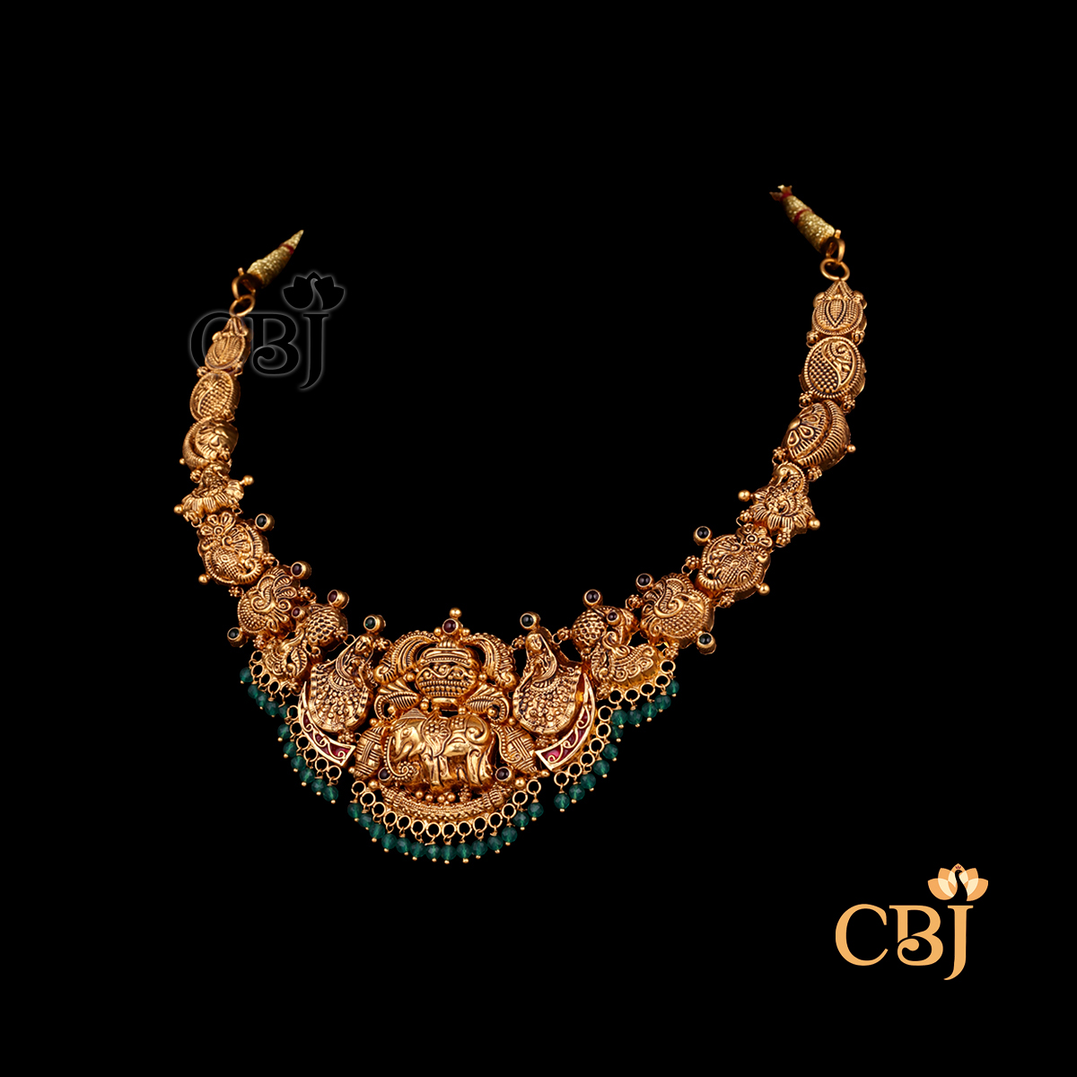 14 grams Antique lightweight short gold Necklace Design shown as a short gold necklace with antique texture