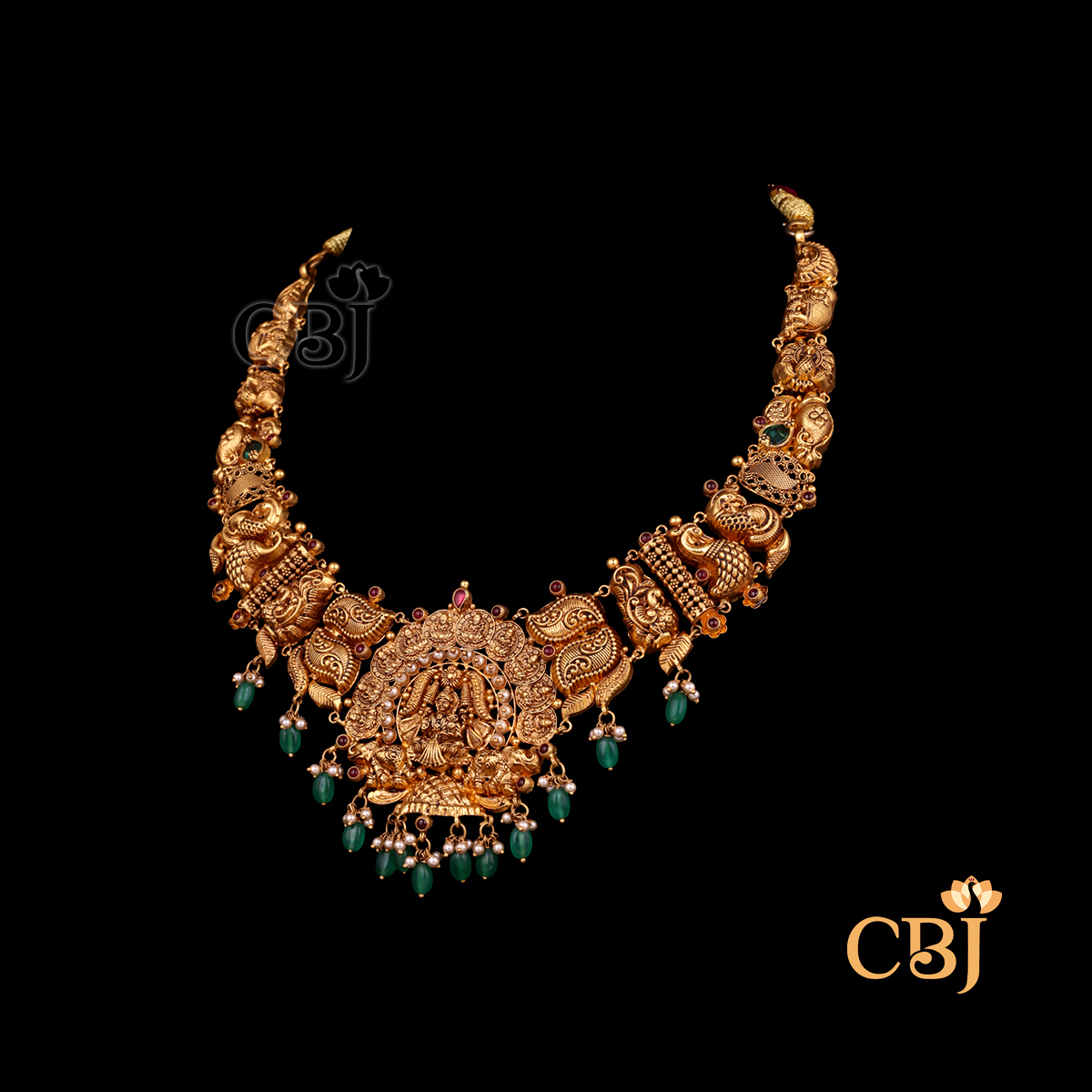 25 grams Antique lightweight short gold Mango Necklace Design shown as a traditional gold necklace with mango-shaped motifs