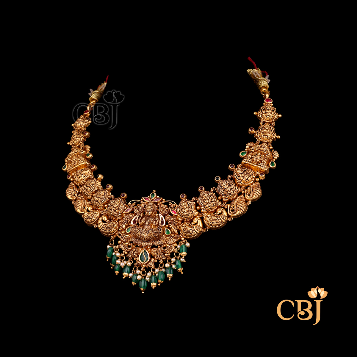 24 grams Antique lightweight gold Necklace Design displayed as a short gold necklace with antique matte texture